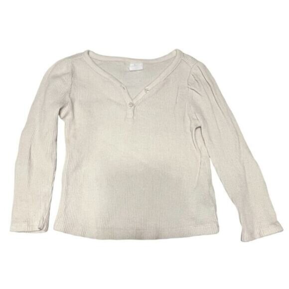 Baby GAP Thermal Waffle Weave Cotton Top Girls Size 3 Ecru Cream - Picture 1 of 5